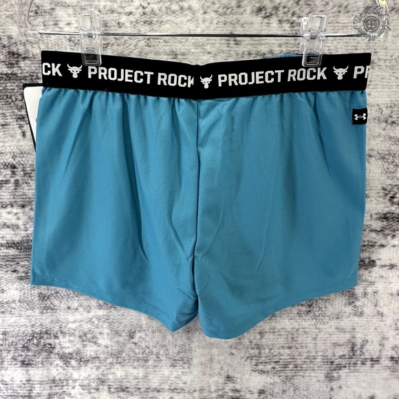 NWT Under Armour Project Rock Girls Play Up Shorts Glacier Blue Size Large‎ - Picture 6 of 10